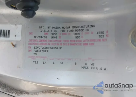 1993 Ford Probe Gt z USA, uszkodzony, nr VIN 1ZVCT22B8P5105412